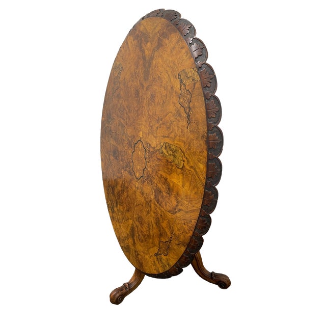 Late 19th Century Napoleon III Style Tilt-Top Entry Table With Burl Wood and Inlay For Sale - Image 14 of 18
