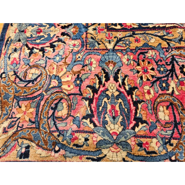 Vintage Persian Yazd Rug, Hand-Knotted Wool, Allover Floral Pattern, Navy & Red, 9x12 For Sale - Image 18 of 18