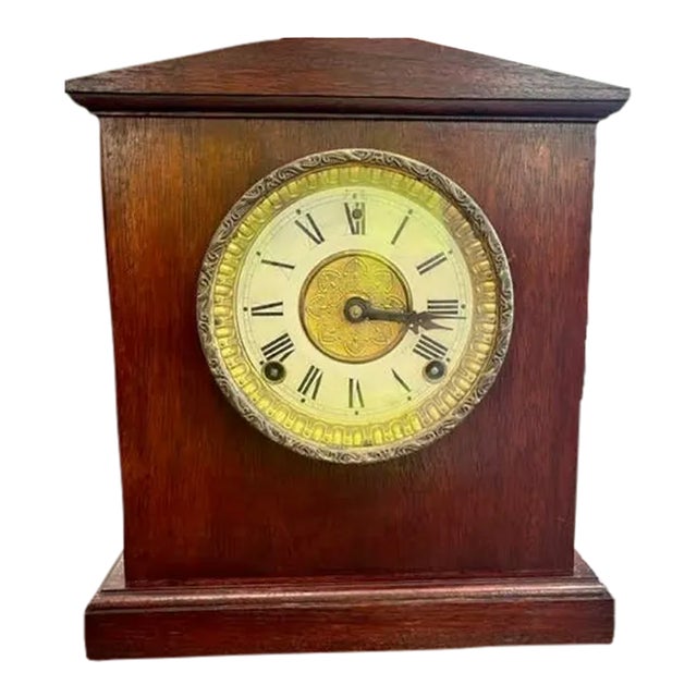 Vintage 1953 Mahogany Mantel Clock Signed and Dated For Sale