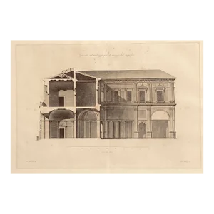 1784 Architectural Engraving of the Villa Giulia in Rome