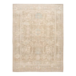 21st Century Modern Tan Beige Sultanabad Wool Rug For Sale
