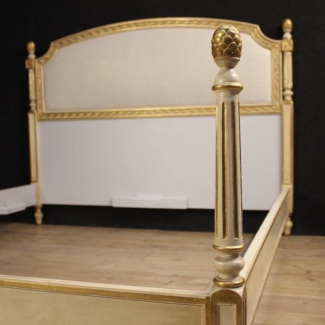 Cream Louis XVI Lacquered and Gilded Double Bed, 1950s For Sale - Image 8 of 13