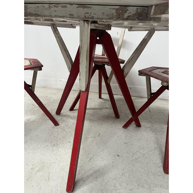 Red Lacquered Beech Garden Furniture Set, Set of 4 For Sale - Image 8 of 9