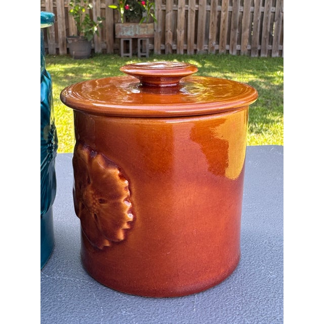 1960s Glazed Ceramic Pottery Kitchen Canisters Made in Italy - Set of 4 For Sale - Image 13 of 16