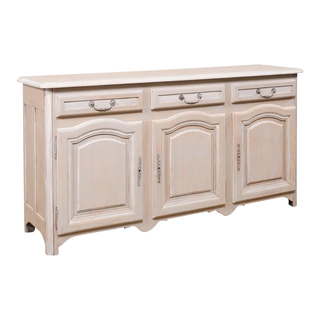 French Painted Wood Buffet with Arched Doors For Sale