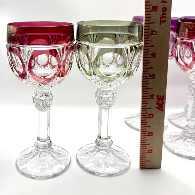 Red Late 20th Century Nachtmann "Napoleon" Colored Crystal Water Goblets (Set of 5) For Sale - Image 8 of 8