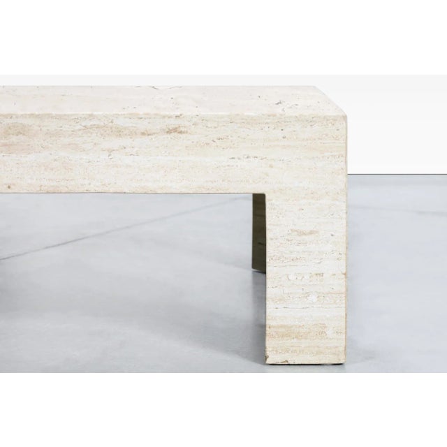 Antique White 1970s Vintage Italian Modern Travertine Coffee Table For Sale - Image 8 of 11