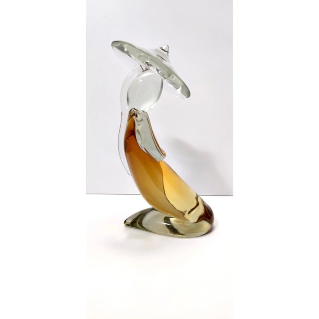 Decorative Chinese Figures in Amber Sommerso Glass by Archimede Seguso, 1960s, Set of 2 For Sale - Image 6 of 17