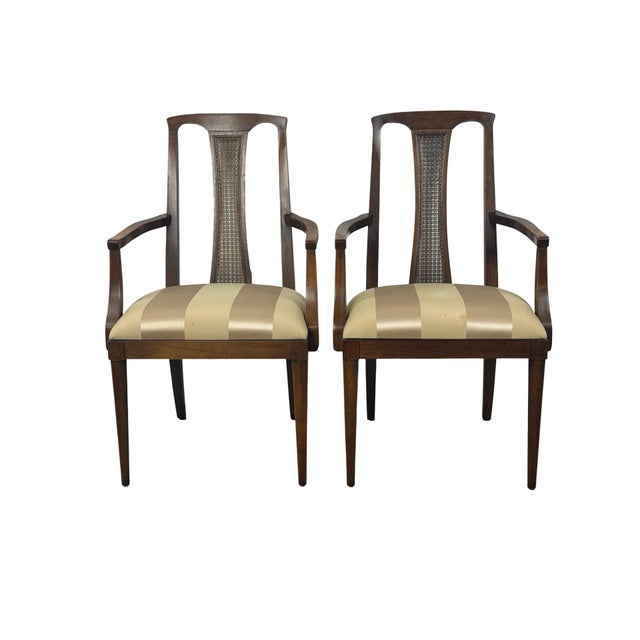 Mid-Century Modern Pair of Mid-Century High-Back Cane Dining Armchairs, Stamped Denmark For Sale - Image 3 of 18