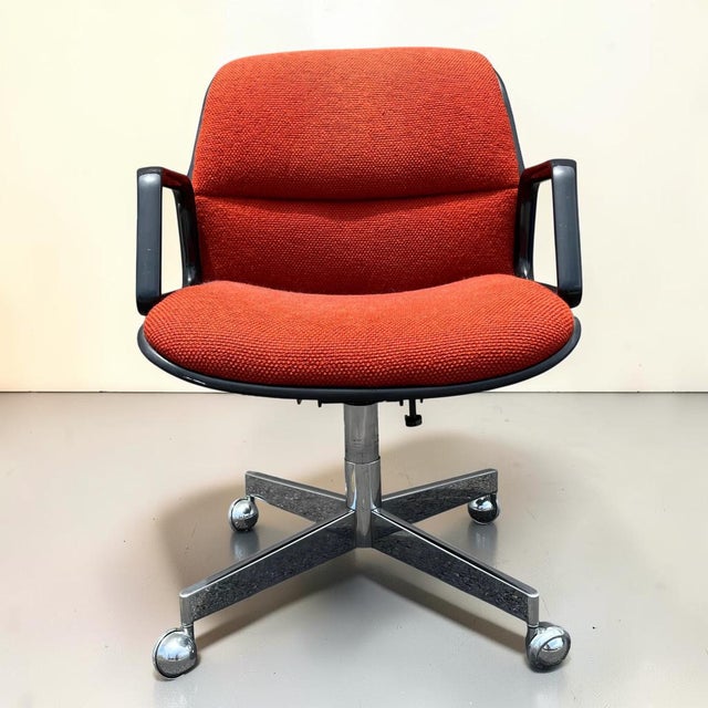 American made 1970s classic swivel office arm chair on casters with super comfortable seat material and wear resistant...