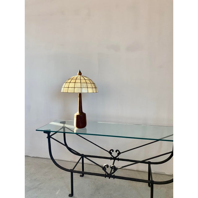Danish Modern Table Lamp, Walnut Base With Capiz Shell Shade, 1960s For Sale - Image 16 of 16