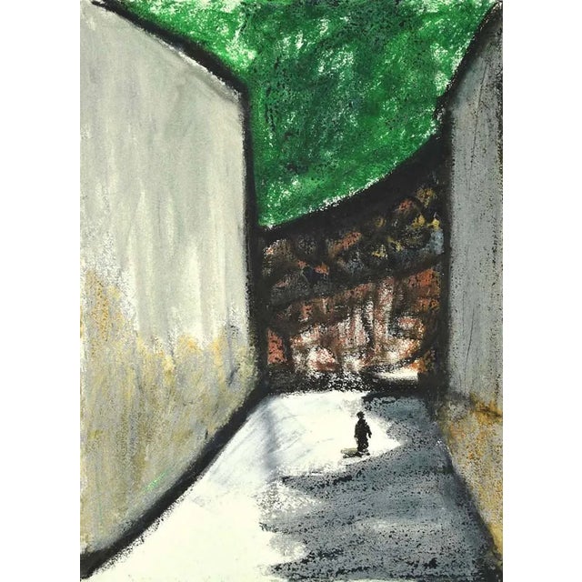 Landscape - Original Mixed Media on Cardboard by Sun Jingyuan - 1970s 1970s For Sale