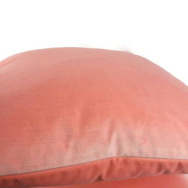 Kate Spade Calmative in Persimmon Velvet Pillow Cover - 20" X 20" Light Pink Velvet Cushion Case For Sale In Portland, OR - Image 6 of 8