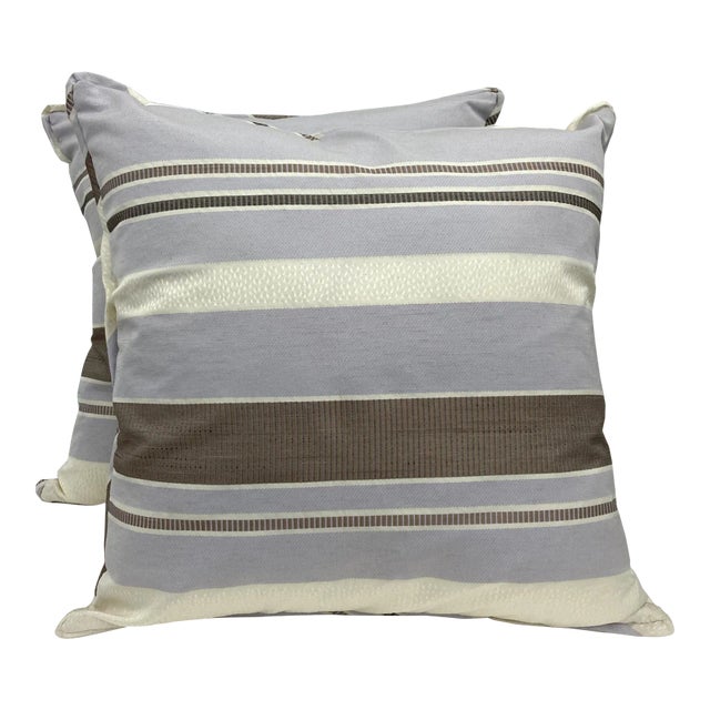 Throw Pillows, Lavender Striped Pattern Pillows- as a Pair For Sale