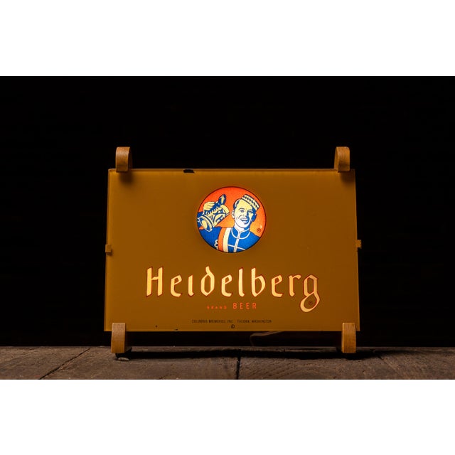 Mid-Century Modern Vintage Heidelberg Beer Lighted Countertop Display Sign For Sale - Image 3 of 5