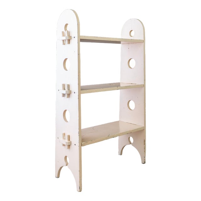 Arts and Crafts Painted Bookshelf With Roycroft Style Peg Construction For Sale