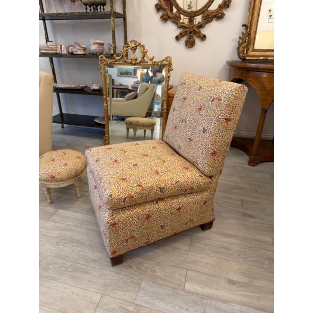 1980s 1980s Slipper Chair Vervain Peking Fabric Attributed to Billy Baldwin For Sale - Image 5 of 6