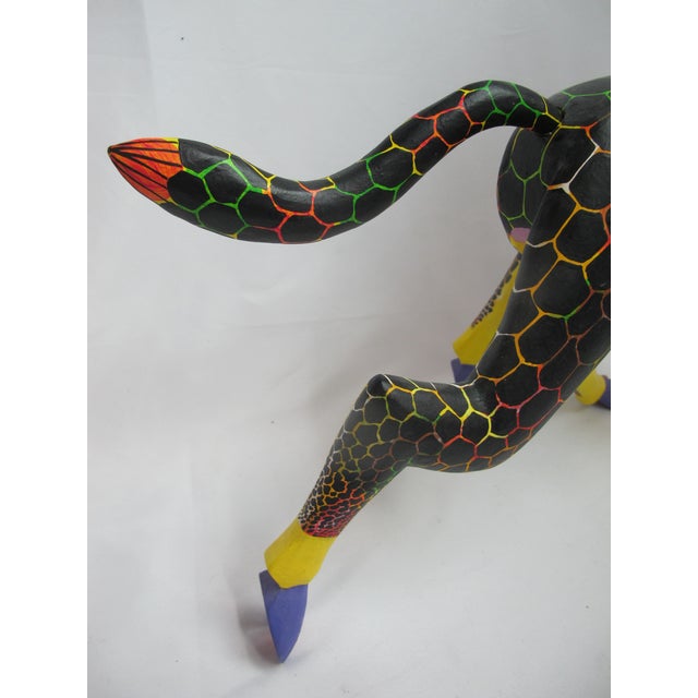 Oaxacan Alebrije Hand Carved Giraffe Mexico Wood Folk Art Large Animal Figurine For Sale - Image 9 of 17