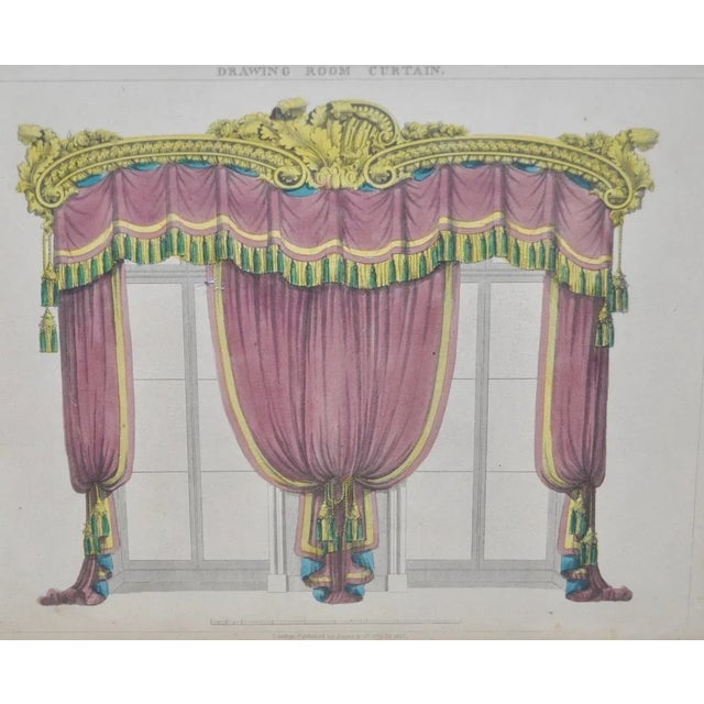 Mid-Century Modern Antique Interior Design Hand Colored Engraving For Sale - Image 3 of 8