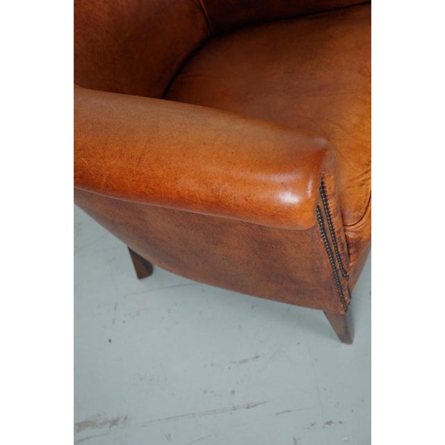 Vintage Dutch Cognac Colored Leather Club Chair For Sale - Image 10 of 18