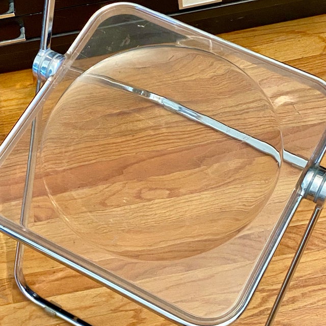 Transparent Italian Plia Folding Chairs by Giancarlo Piretti for Anonima Castelli Italy Lucite Chrome - A Pair For Sale - Image 8 of 9