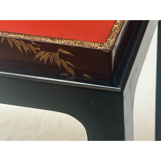 Red Stephen Cannell Estate: 1950s Chinese Red Lacquer Chinoiserie Accent Table For Sale - Image 8 of 9
