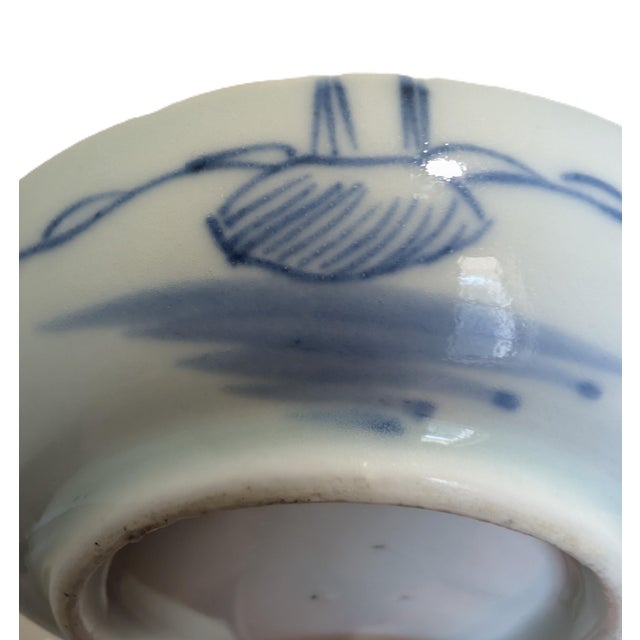 Early 20th Century Antique Japanese Arita Blue-and-White Porcelain Landescape Gilt Plate For Sale - Image 5 of 6
