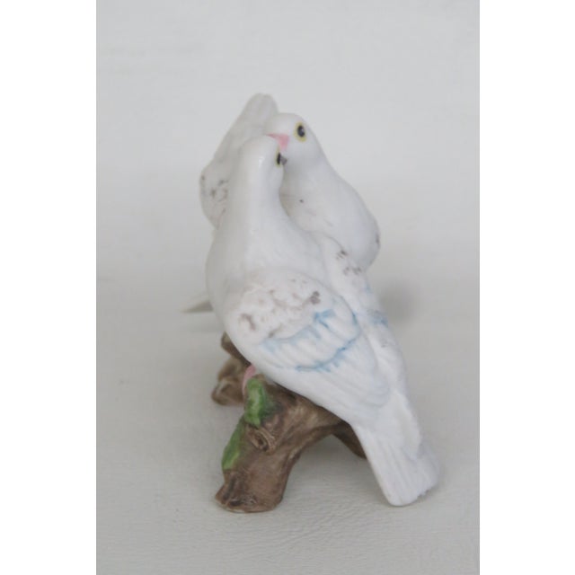 Late 20th Century Lefton Porcelain Love Doves Perched on Tree Branch Model No 754 Figurine 4971b For Sale - Image 5 of 9