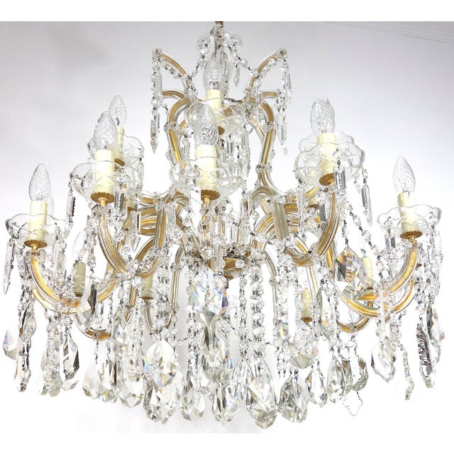 Crystal 18-Light Chandelier, 1990s For Sale - Image 14 of 17