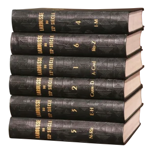 Set of Six French Art Deco Leather Bound Larousse Books 1929