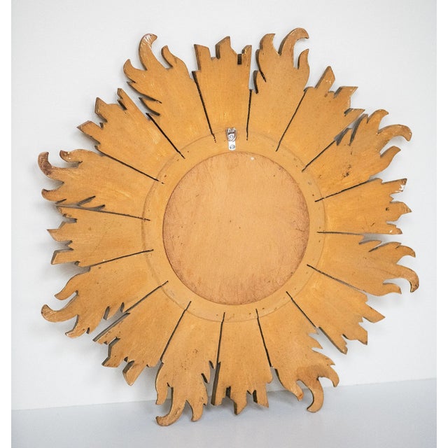 French Gilt Sunburst or Starburst Convex Mirror (Diameter 22 3/4) For Sale - Image 9 of 9