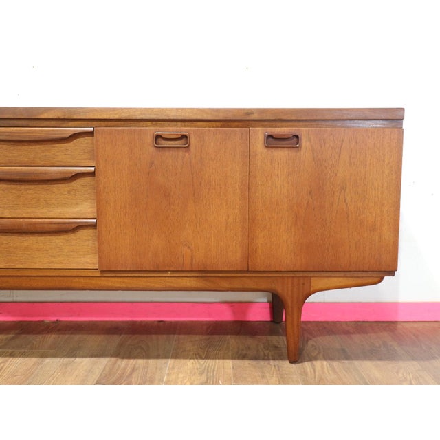 Brown 1960s Mid Century Modern Vintage Teak Sideboard Credenza in the Style of Greaves and Thomas For Sale - Image 8 of 14