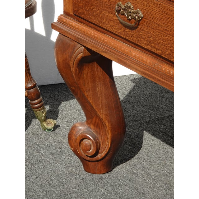 Large Vintage French Country Mercantile Store Display Case Floor Cabinet W Mirror Doors For Sale - Image 16 of 16