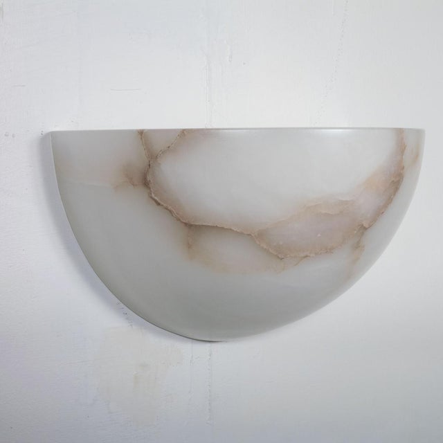 Single Art Deco Inspired Spanish Alabaster Sconce For Sale - Image 4 of 9