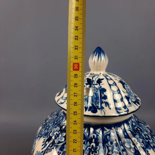 Vintage Potiche Ribbed Ceramic Flower Vase from Nove Italie, 1960s For Sale - Image 12 of 13