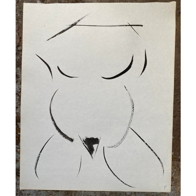 MCM female nude painting by Vermont artist Frank Wallace (1915/18-2003). Wallace was born in Toledo, Ohio and grew ip in...