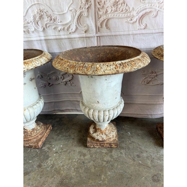 19th Century Set of 4 19th Century French Cast Iron Garden Urns For Sale - Image 5 of 18