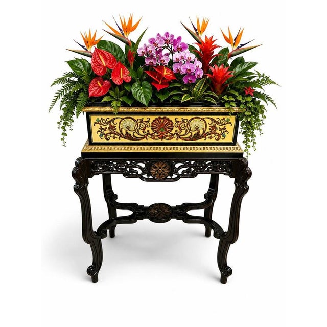 19th Century French Boulle Marquetry Jardinière in Gilt Brass, Silver and Inlays, 1880 For Sale - Image 14 of 15