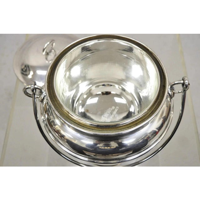 Metal Vintage Fisher K308 Modern Silver Plated Lidded Ice Bucket With Glass Liner For Sale - Image 7 of 10