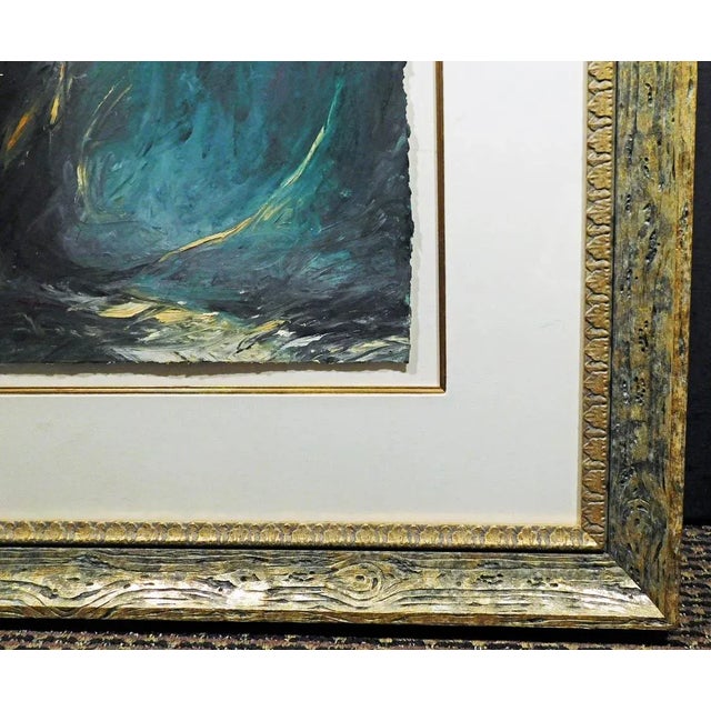 1980s Larry Fodor "Spiritual Shaman" Original Oil on Paper Hand Signed Framed For Sale - Image 5 of 6