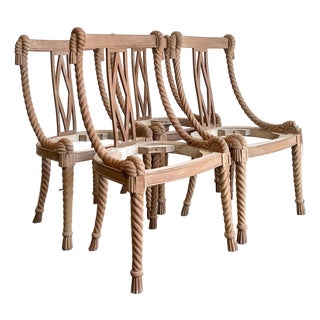 Vintage Carved Rope Dining Chairs - Set of 4 For Sale