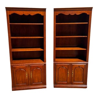 Mid 20th Century Thomasville Pair Solid Cherry Bookcases For Sale