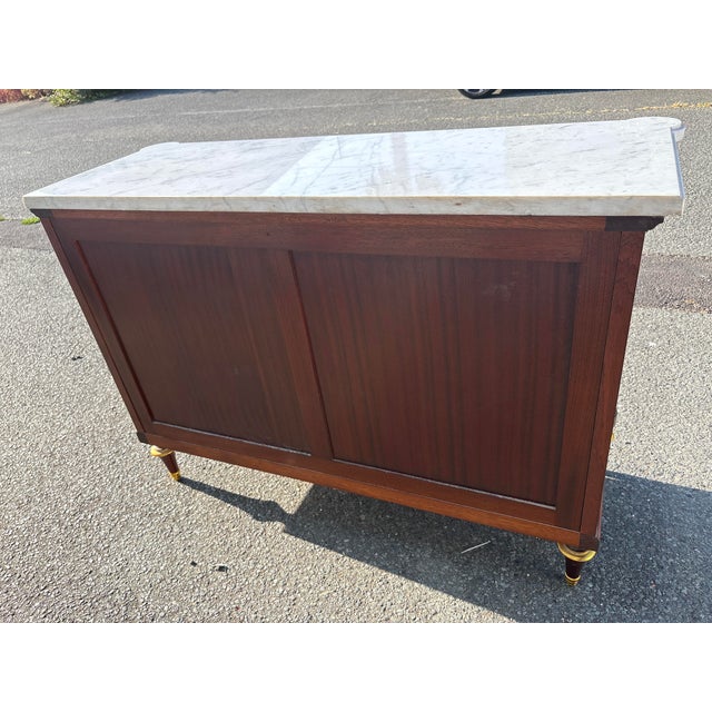 French Neoclassical Brass and Marble Sideboard in Mahogany by Maurice Hirsch, 1950s For Sale - Image 10 of 12