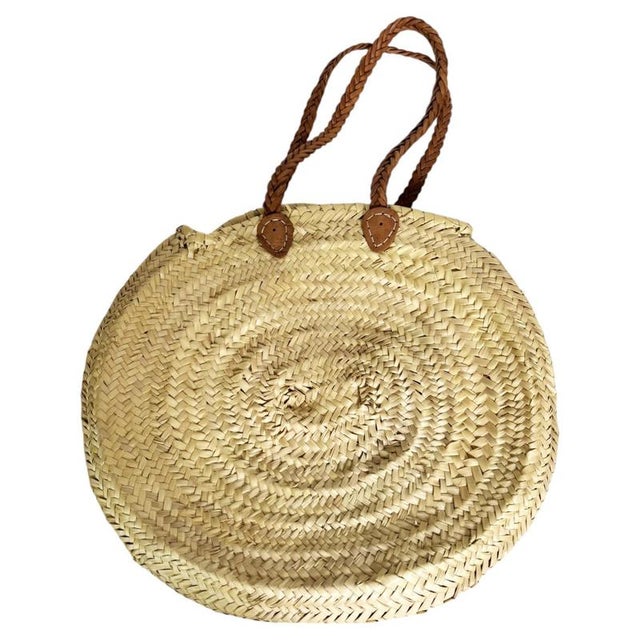 20th Century Bohemian Rattan and Leather Bag, France For Sale - Image 13 of 13