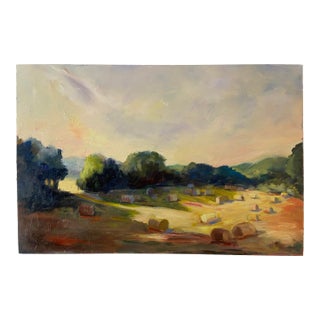 Large Original Missouri Hay Field Oil Painting by Marina Movshina For Sale