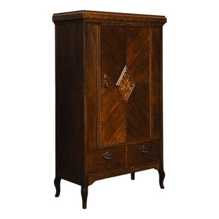 Art Nouveau Linen Cupboard in Oak, Early 20th Century For Sale