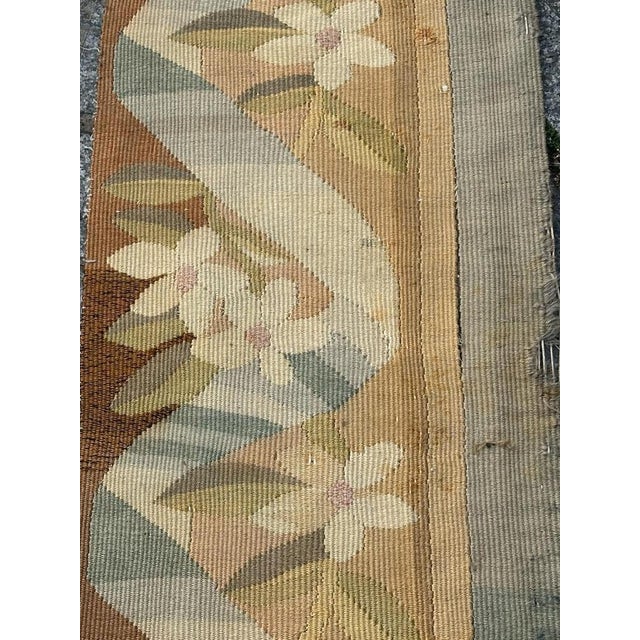 Brown Antique French Aubusson Tapestry Border Fragment, 1890s For Sale - Image 8 of 18