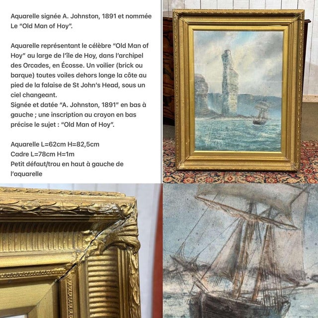 A. Johnston, Watercolor Under Glass, 1891, Watercolor For Sale - Image 3 of 18