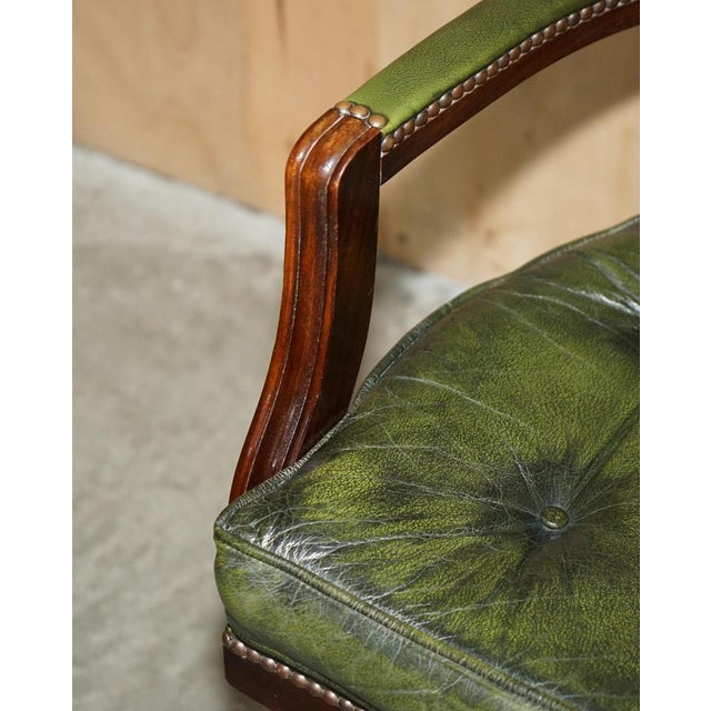 Vintage Chesterfield Captain's Chair in Bottle Green Tufted Leather For Sale - Image 6 of 18