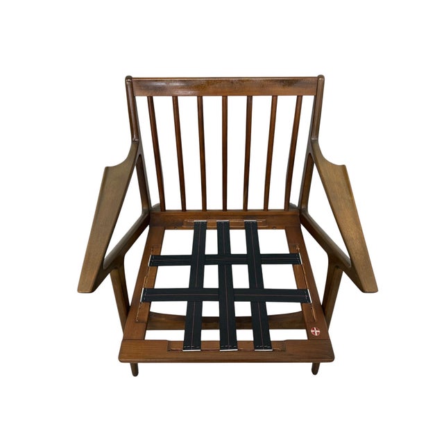 Blue Mid-Century Danish Modern Poul Jensen for Selig Walnut "Z" Arm Chairs For Sale - Image 8 of 10